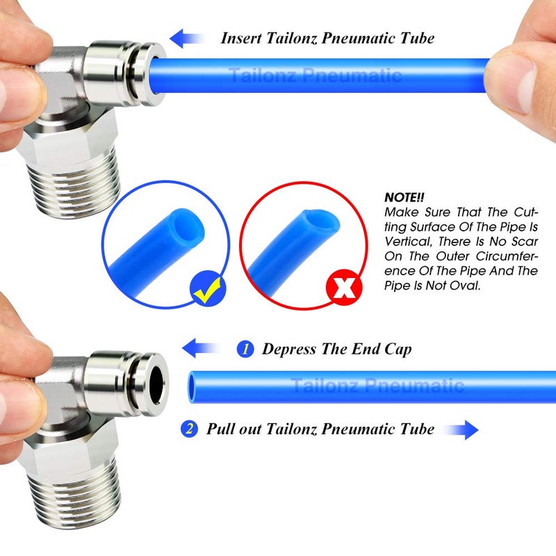 TAILONZ PNEUMATIC 304 Stainless Steel Male Elbow - 1/4 Inch Tube OD x 3/8 Inch NPT Thread 90 Push to Connect Tube Fitting PL-1/4-N3 (Pack of 2) - Image 4